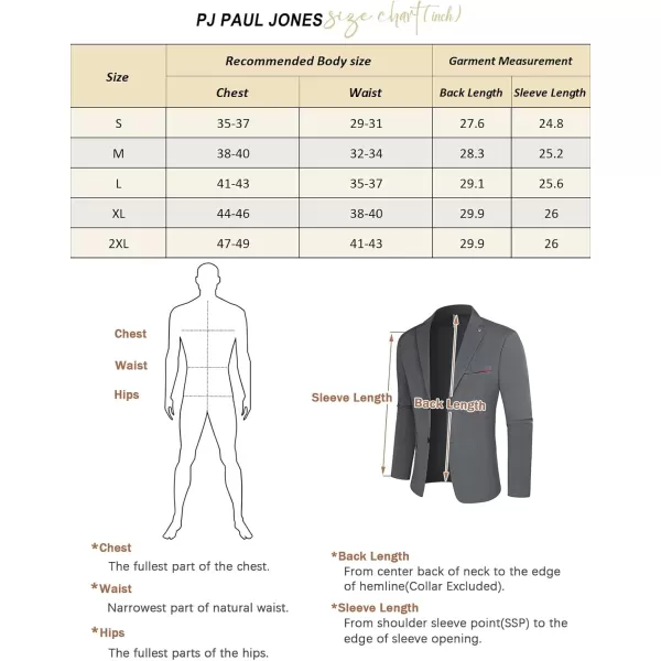 PJ PAUL JONES Mens Blazer Lightweight Sport Coats Casual Two Buttons Notched Lapel Suit Jacket with Removable Brooch