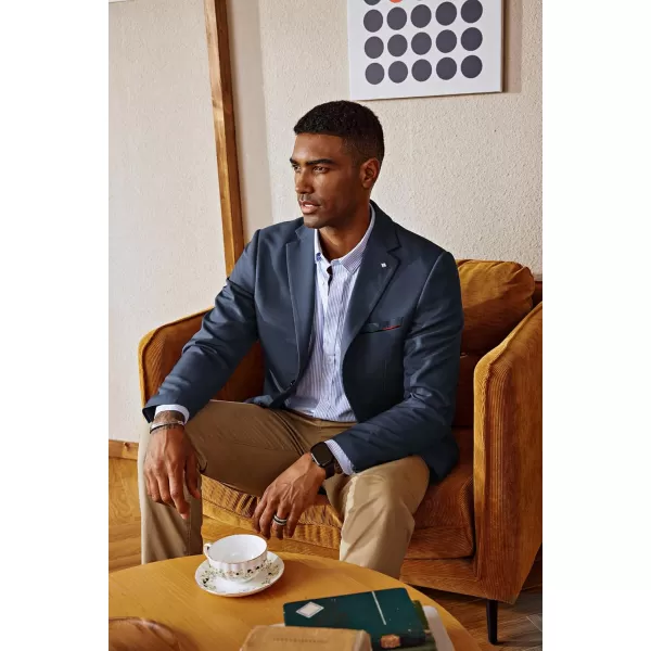 PJ PAUL JONES Mens Blazer Lightweight Sport Coats Casual Two Buttons Notched Lapel Suit Jacket with Removable Brooch
