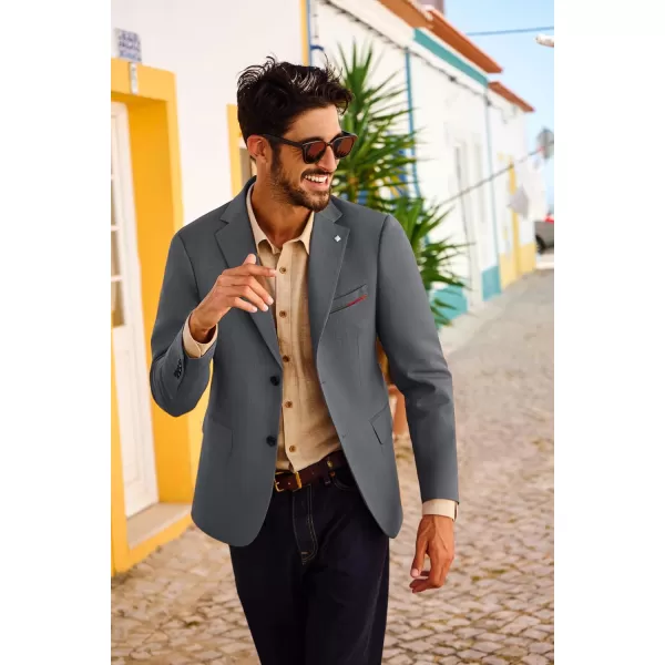 PJ PAUL JONES Mens Blazer Lightweight Sport Coats Casual Two Buttons Notched Lapel Suit Jacket with Removable Brooch