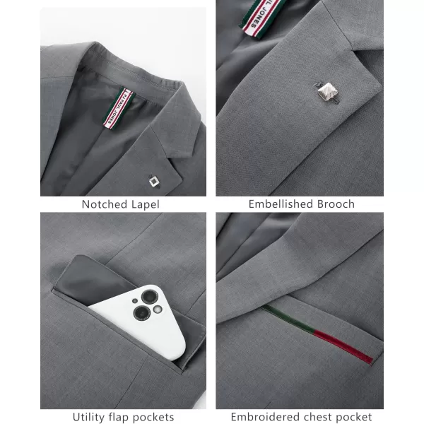 PJ PAUL JONES Mens Blazer Lightweight Sport Coats Casual Two Buttons Notched Lapel Suit Jacket with Removable Brooch