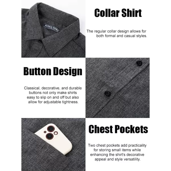 PJ PAUL JONES Men's Button up Shirt Long Sleeve Casual Shirt Wrinkle Free Dress Beach Shirt with Pockets