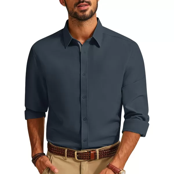 PJ PAUL JONES Mens Dress Shirts Wrinkle Free Stretch Button Down Shirt Casual Long Sleeve Business Shirts