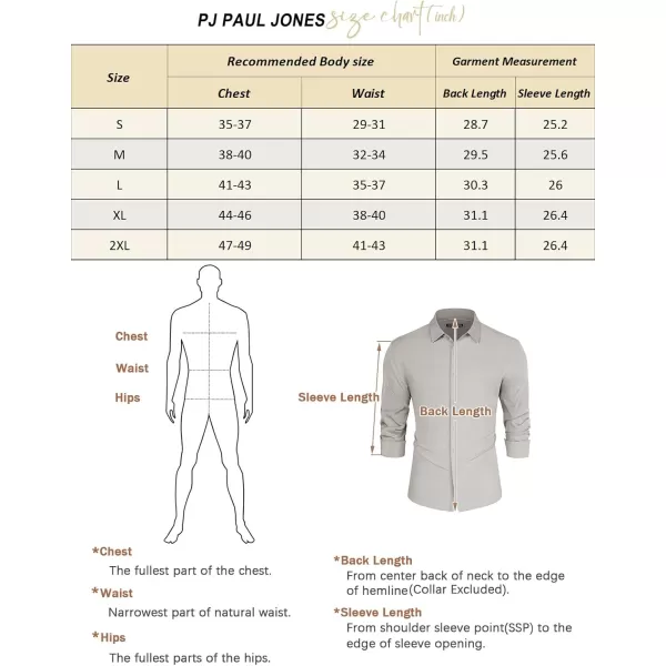 PJ PAUL JONES Mens Dress Shirts Wrinkle Free Stretch Button Down Shirt Casual Long Sleeve Business Shirts