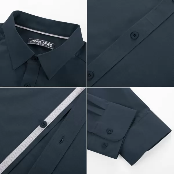 PJ PAUL JONES Mens Dress Shirts Wrinkle Free Stretch Button Down Shirt Casual Long Sleeve Business Shirts