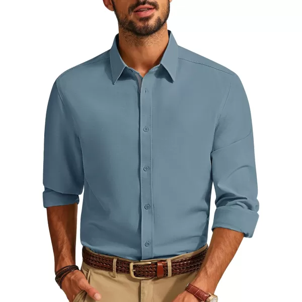 PJ PAUL JONES Mens Dress Shirts Wrinkle Free Stretch Button Down Shirt Casual Long Sleeve Business Shirts