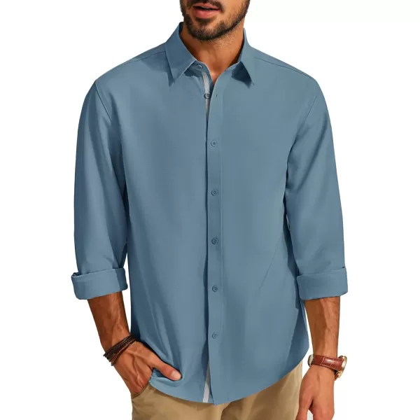 PJ PAUL JONES Mens Dress Shirts Wrinkle Free Stretch Button Down Shirt Casual Long Sleeve Business Shirts