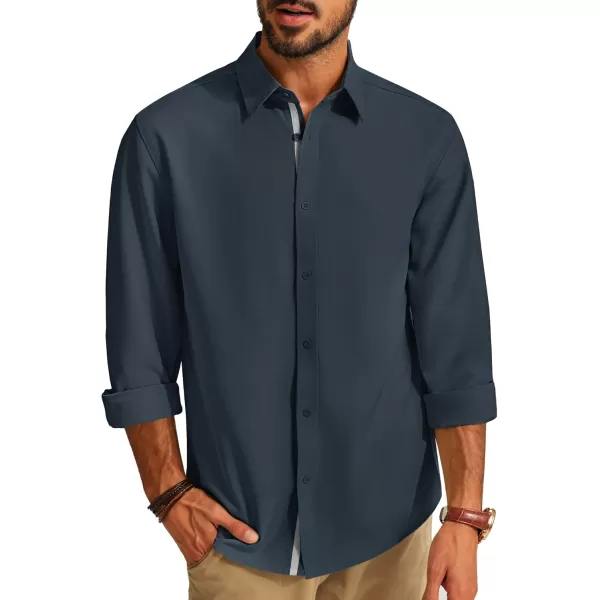 PJ PAUL JONES Mens Dress Shirts Wrinkle Free Stretch Button Down Shirt Casual Long Sleeve Business Shirts