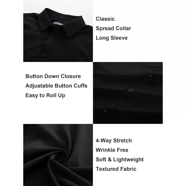 PJ PAUL JONES Mens Long Sleeve Button Down Shirts Wrinkle Free Stretch Untucked Dress Shirts Business Casual Shirt