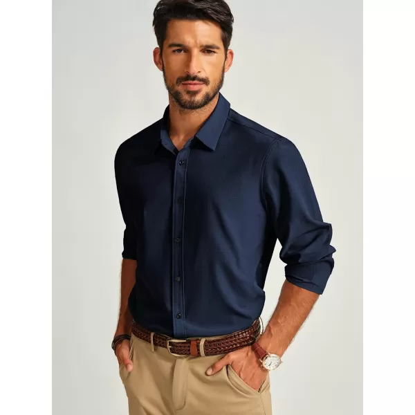 PJ PAUL JONES Mens Long Sleeve Button Down Shirts Wrinkle Free Stretch Untucked Dress Shirts Business Casual Shirt