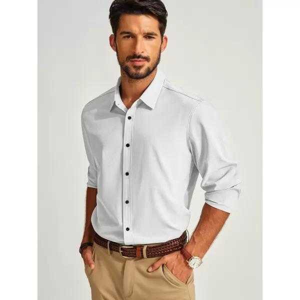 PJ PAUL JONES Mens Long Sleeve Button Down Shirts Wrinkle Free Stretch Untucked Dress Shirts Business Casual Shirt