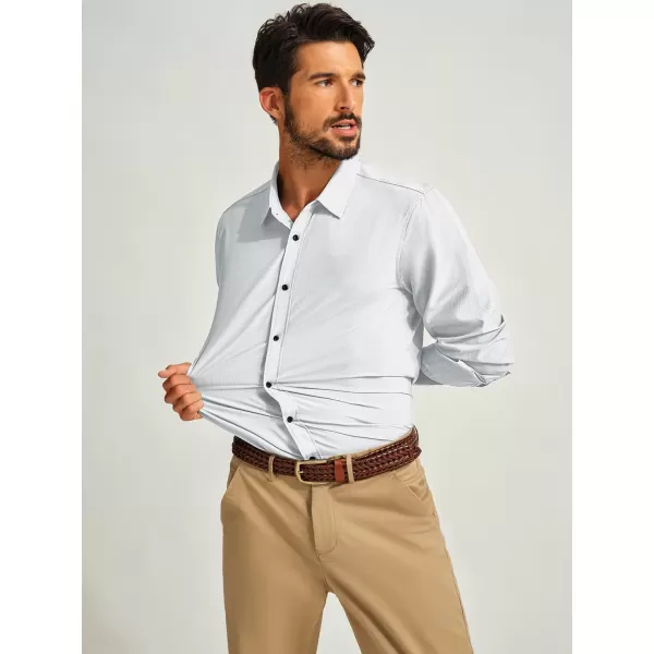PJ PAUL JONES Mens Long Sleeve Button Down Shirts Wrinkle Free Stretch Untucked Dress Shirts Business Casual Shirt