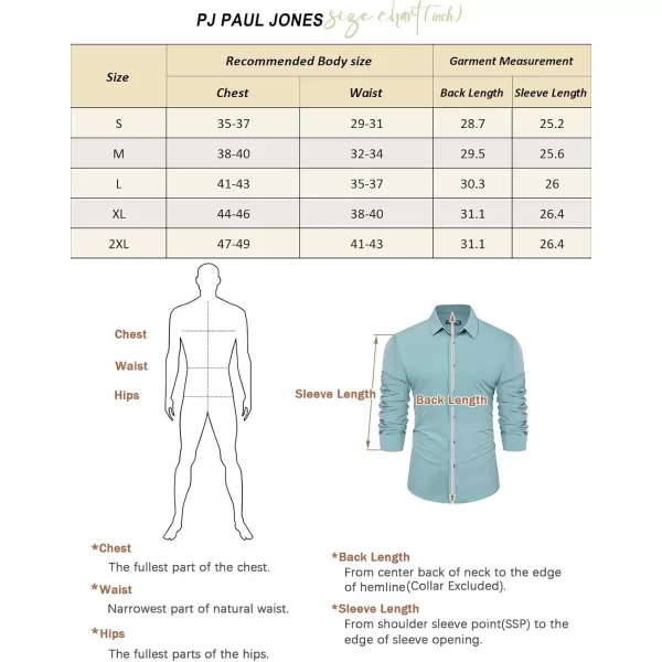 PJ PAUL JONES Mens Long Sleeve Button Down Shirts Wrinkle Free Stretch Untucked Dress Shirts Business Casual Shirt