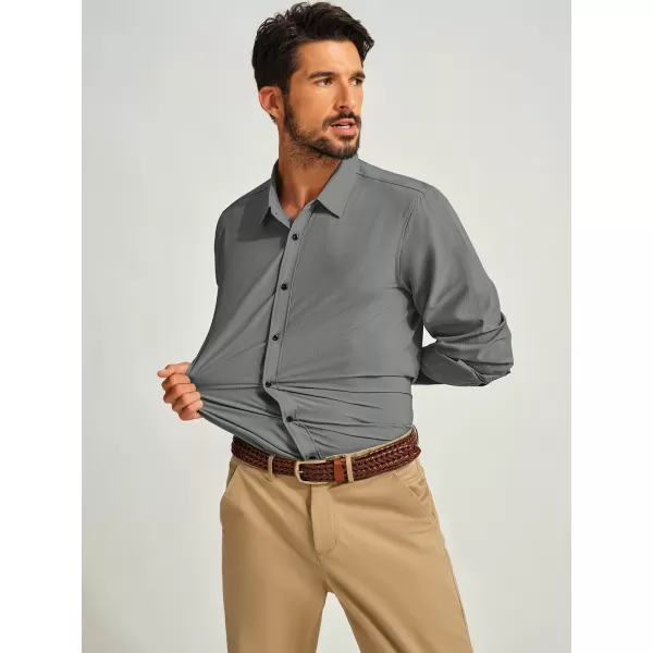 PJ PAUL JONES Mens Long Sleeve Button Down Shirts Wrinkle Free Stretch Untucked Dress Shirts Business Casual Shirt