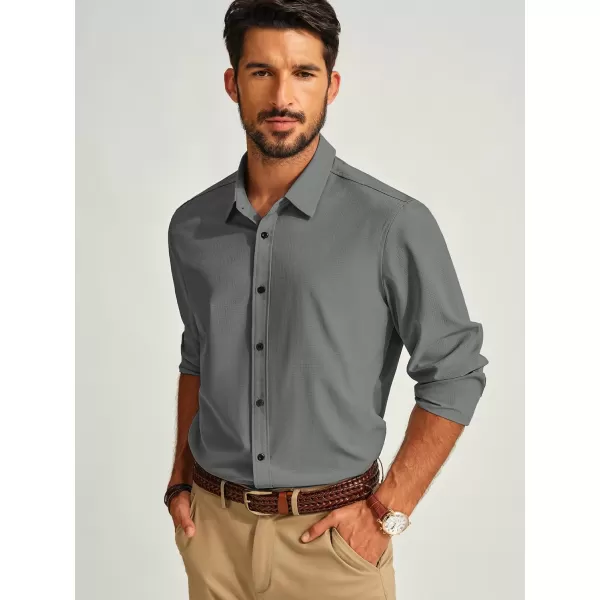 PJ PAUL JONES Mens Long Sleeve Button Down Shirts Wrinkle Free Stretch Untucked Dress Shirts Business Casual Shirt