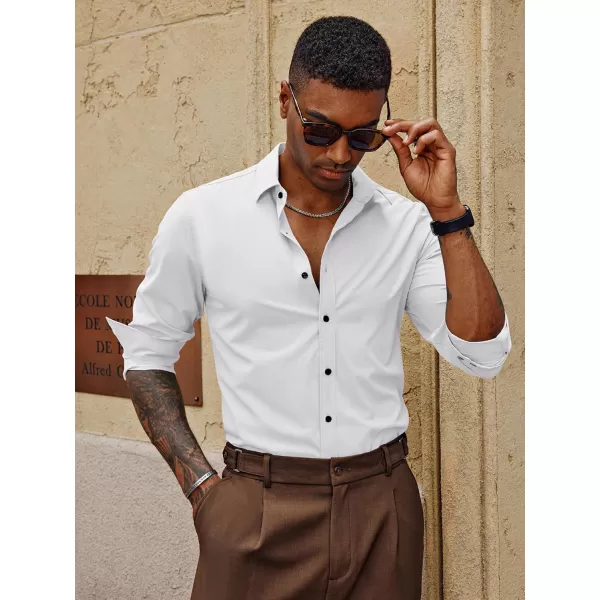 PJ PAUL JONES Mens Long Sleeve Button Down Shirts Wrinkle Free Stretch Untucked Dress Shirts Business Casual Shirt