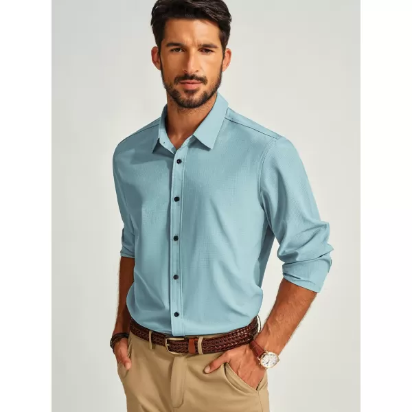 PJ PAUL JONES Mens Long Sleeve Button Down Shirts Wrinkle Free Stretch Untucked Dress Shirts Business Casual Shirt