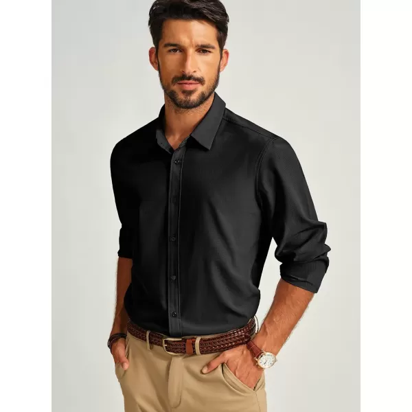 PJ PAUL JONES Mens Long Sleeve Button Down Shirts Wrinkle Free Stretch Untucked Dress Shirts Business Casual Shirt