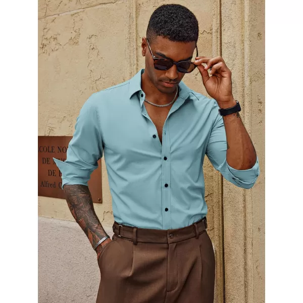 PJ PAUL JONES Mens Long Sleeve Button Down Shirts Wrinkle Free Stretch Untucked Dress Shirts Business Casual Shirt