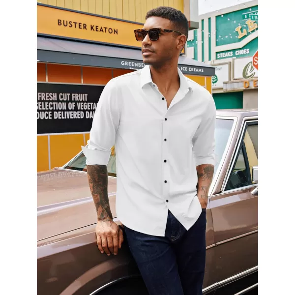 PJ PAUL JONES Mens Long Sleeve Button Down Shirts Wrinkle Free Stretch Untucked Dress Shirts Business Casual Shirt