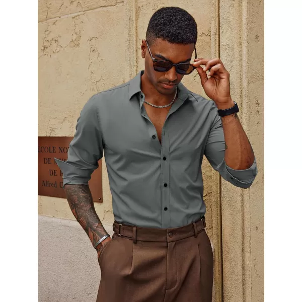 PJ PAUL JONES Mens Long Sleeve Button Down Shirts Wrinkle Free Stretch Untucked Dress Shirts Business Casual Shirt