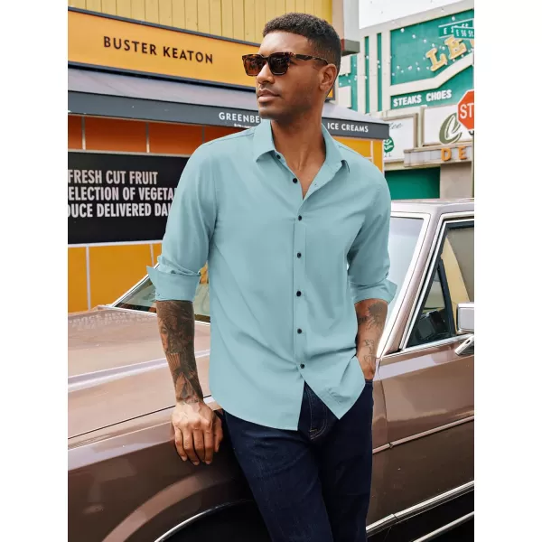 PJ PAUL JONES Mens Long Sleeve Button Down Shirts Wrinkle Free Stretch Untucked Dress Shirts Business Casual Shirt