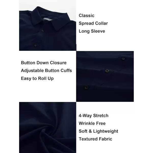PJ PAUL JONES Mens Long Sleeve Button Down Shirts Wrinkle Free Stretch Untucked Dress Shirts Business Casual Shirt