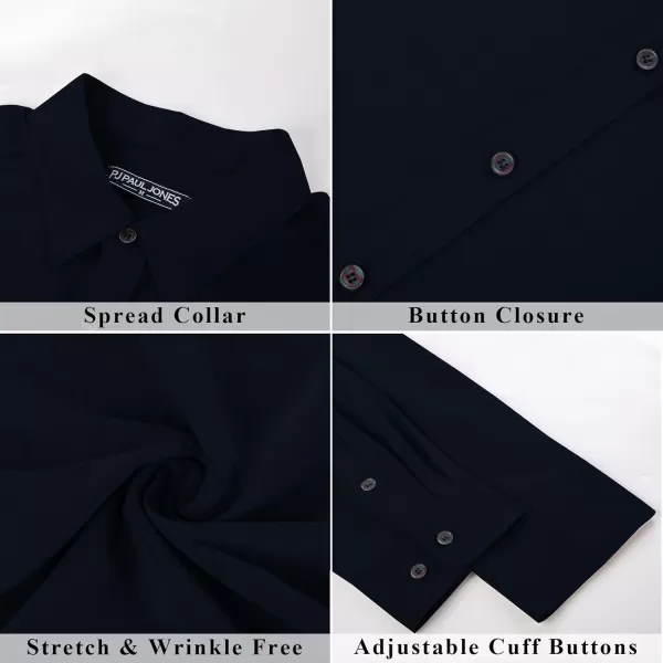 PJ PAUL JONES Mens Stretch Wrinkle Free Dress Shirts Long Sleeve Button Down Shirt Slim Fit Formal Shirts