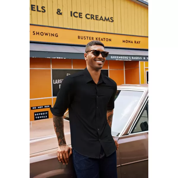 PJ PAUL JONES Mens Stretch Wrinkle Free Dress Shirts Long Sleeve Button Down Shirt Slim Fit Formal Shirts