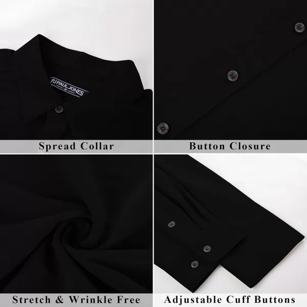 PJ PAUL JONES Mens Stretch Wrinkle Free Dress Shirts Long Sleeve Button Down Shirt Slim Fit Formal Shirts