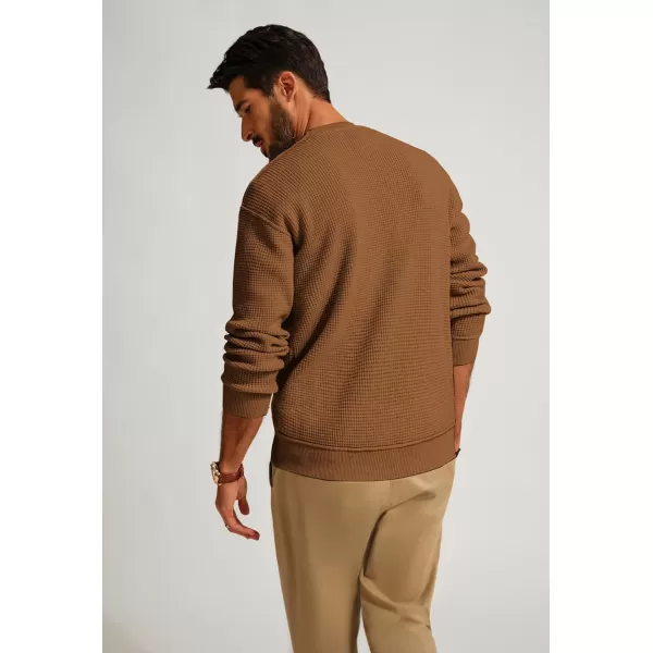 PJ PAUL JONES Mens Sweater Crewneck Knit Sweaters Casual Waffle Pullover Sweater for Men