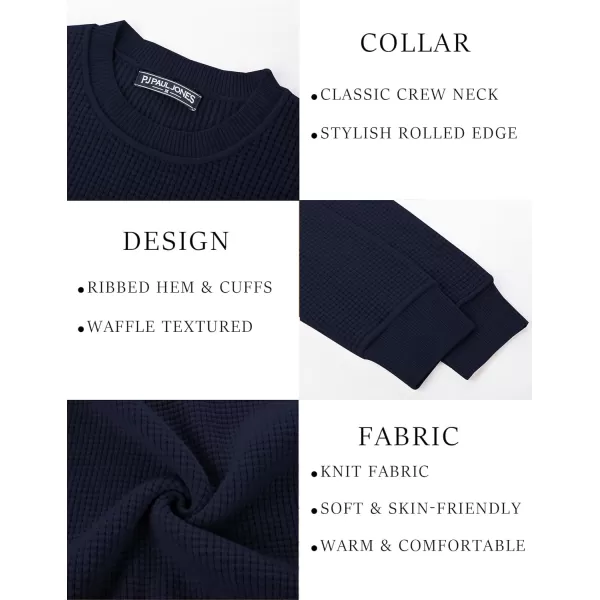 PJ PAUL JONES Mens Sweater Crewneck Knit Sweaters Casual Waffle Pullover Sweater for Men