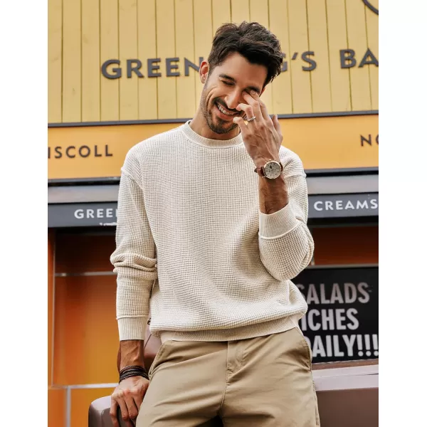 PJ PAUL JONES Mens Sweater Crewneck Knit Sweaters Casual Waffle Pullover Sweater for Men