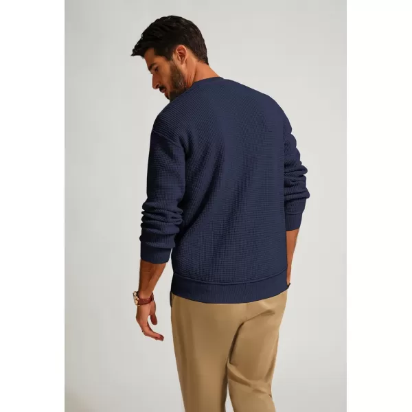 PJ PAUL JONES Mens Sweater Crewneck Knit Sweaters Casual Waffle Pullover Sweater for Men