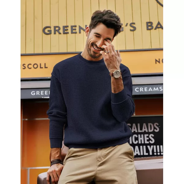 PJ PAUL JONES Mens Sweater Crewneck Knit Sweaters Casual Waffle Pullover Sweater for Men
