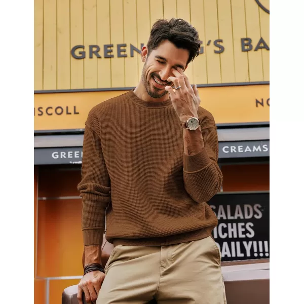 PJ PAUL JONES Mens Sweater Crewneck Knit Sweaters Casual Waffle Pullover Sweater for Men