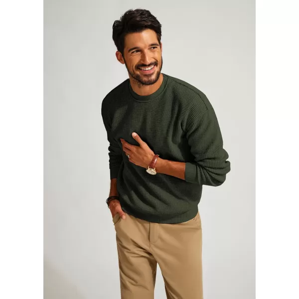 PJ PAUL JONES Mens Sweater Crewneck Knit Sweaters Casual Waffle Pullover Sweater for Men