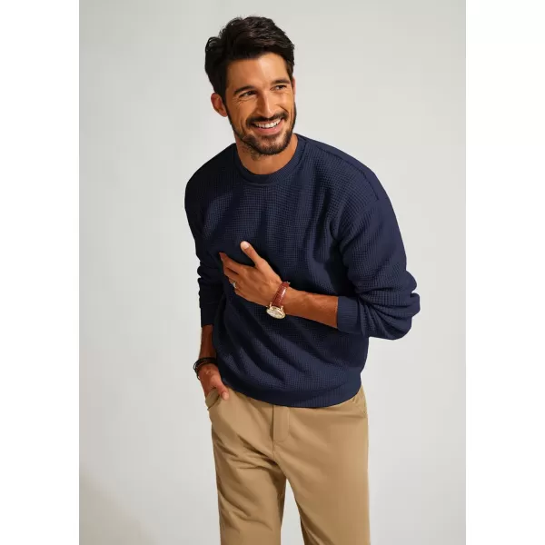 PJ PAUL JONES Mens Sweater Crewneck Knit Sweaters Casual Waffle Pullover Sweater for Men