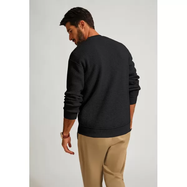 PJ PAUL JONES Mens Sweater Crewneck Knit Sweaters Casual Waffle Pullover Sweater for Men