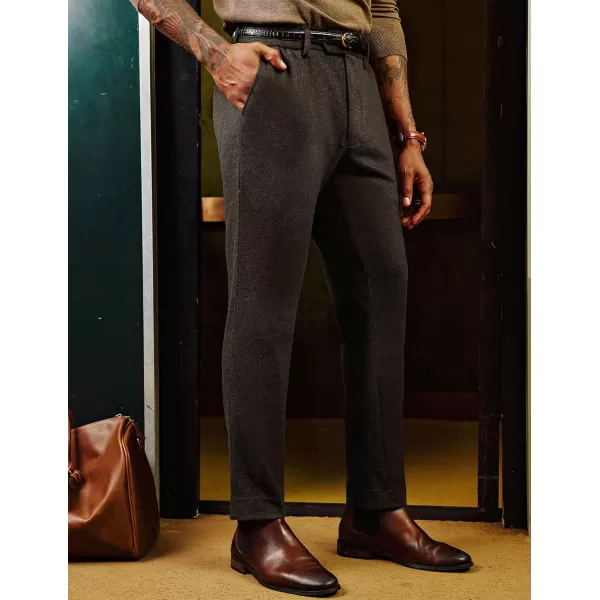 PJ PAUL JONES Men's Vintage Dress Pants Stretch Herringbone Knit Tapered Pants Casual Business Suit Trousers