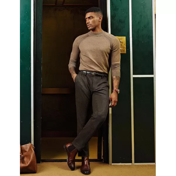 PJ PAUL JONES Men's Vintage Dress Pants Stretch Herringbone Knit Tapered Pants Casual Business Suit Trousers