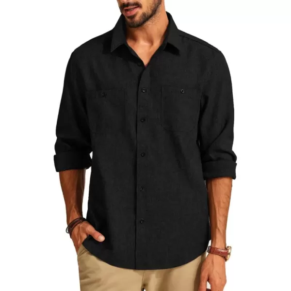 PJ PAUL JONES Men's Button up Shirt Long Sleeve Casual Shirt Wrinkle Free Dress Beach Shirt with Pockets