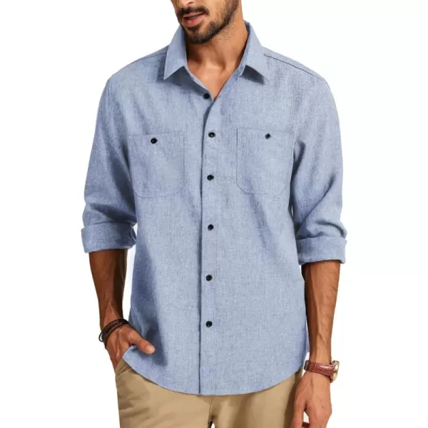 PJ PAUL JONES Men's Button up Shirt Long Sleeve Casual Shirt Wrinkle Free Dress Beach Shirt with Pockets