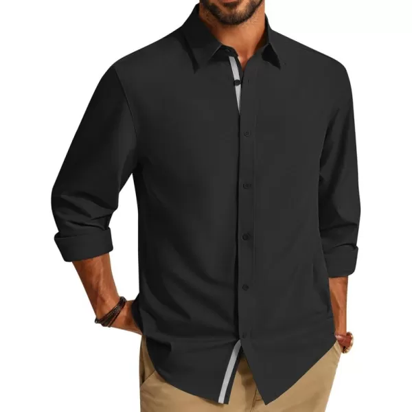 PJ PAUL JONES Mens Dress Shirts Wrinkle Free Stretch Button Down Shirt Casual Long Sleeve Business Shirts