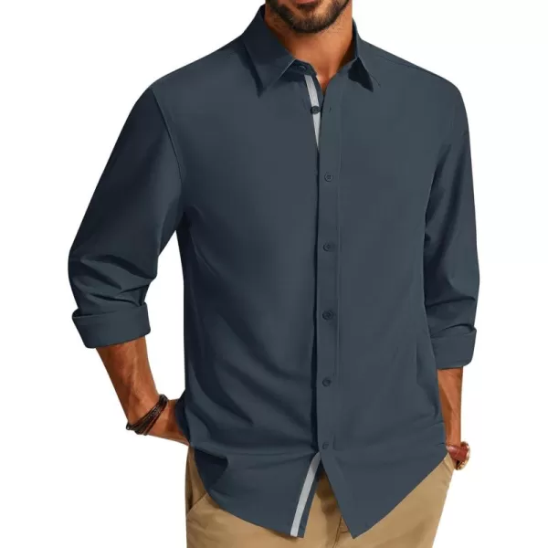 PJ PAUL JONES Mens Dress Shirts Wrinkle Free Stretch Button Down Shirt Casual Long Sleeve Business Shirts
