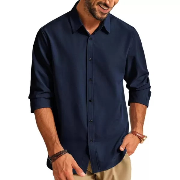 PJ PAUL JONES Mens Long Sleeve Button Down Shirts Wrinkle Free Stretch Untucked Dress Shirts Business Casual Shirt