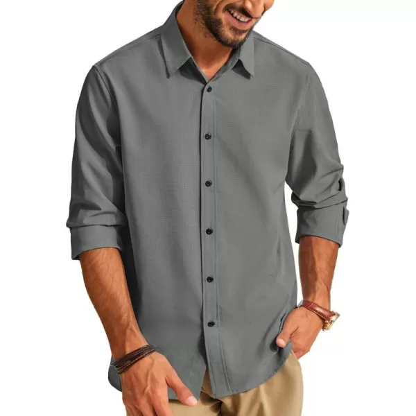 PJ PAUL JONES Mens Long Sleeve Button Down Shirts Wrinkle Free Stretch Untucked Dress Shirts Business Casual Shirt