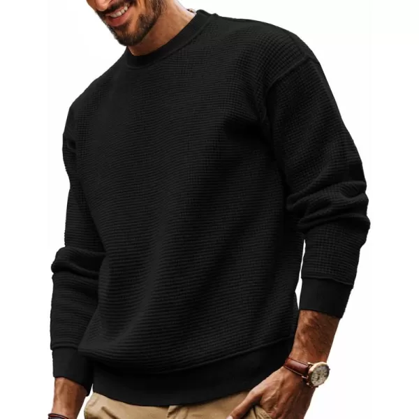 PJ PAUL JONES Mens Sweater Crewneck Knit Sweaters Casual Waffle Pullover Sweater for Men