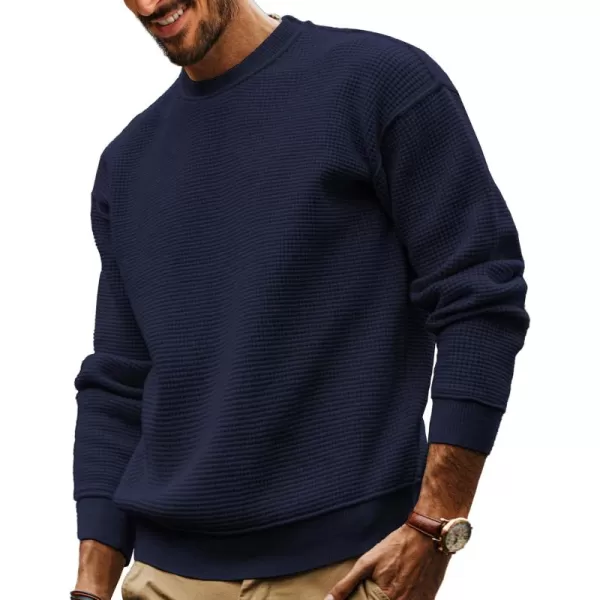 PJ PAUL JONES Mens Sweater Crewneck Knit Sweaters Casual Waffle Pullover Sweater for Men