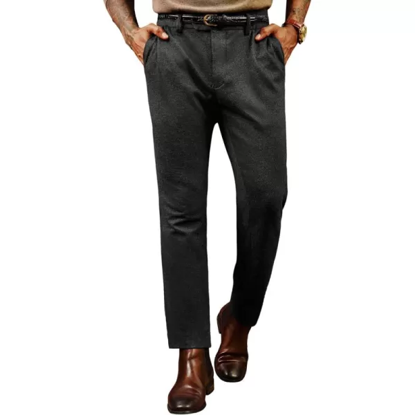 PJ PAUL JONES Men's Vintage Dress Pants Stretch Herringbone Knit Tapered Pants Casual Business Suit Trousers