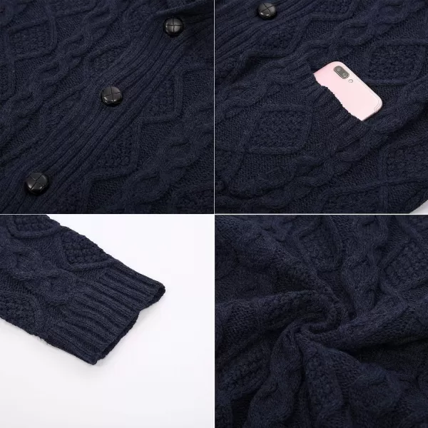 PJ PAUL JONES Men's Shawl Collar Cardigan Sweaters Cable Knitted Aran Sweater with Buttons